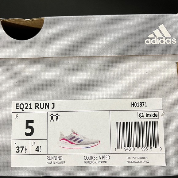 Adidas EQ21 Youth Girls Running Shoes Size 5/ Women's Size 7 Gray Pink Blue - Picture 10 of 12